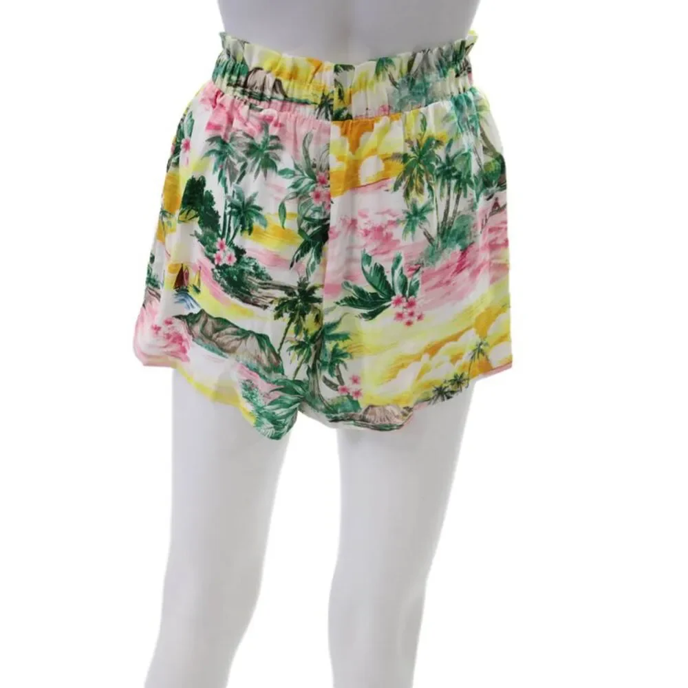 BB Dakota Womens Tropical Print Pull On Shorts Multi Colored Size Small